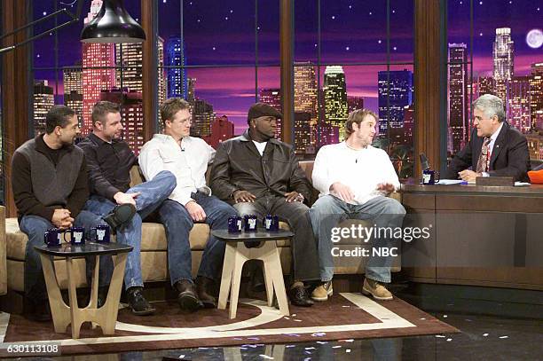 Episode 2806 -- Pictured: Professional baseball players Dave Roberts, Alan Embree, Mike Timlin, David Oritz, and Derek Lowe during an interview with...