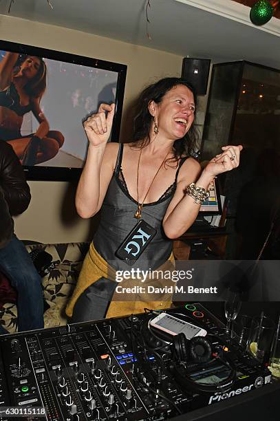 Katie Grand DJs at the LOVE Christmas Party hosted by Katie Grand and Poppy Delevingne at George on December 16, 2016 in London, England.