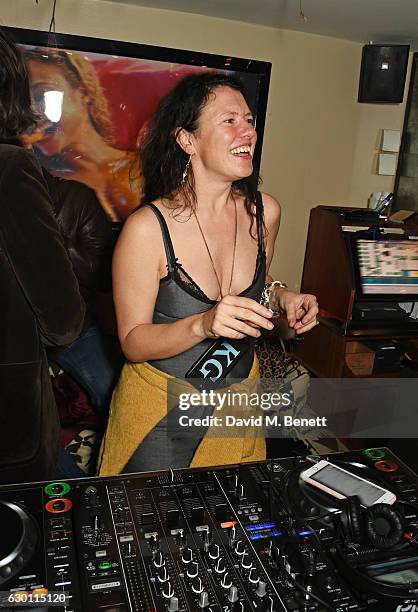 Katie Grand DJs at the LOVE Christmas Party hosted by Katie Grand and Poppy Delevingne at George on December 16, 2016 in London, England.