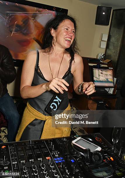 Katie Grand DJs at the LOVE Christmas Party hosted by Katie Grand and Poppy Delevingne at George on December 16, 2016 in London, England.