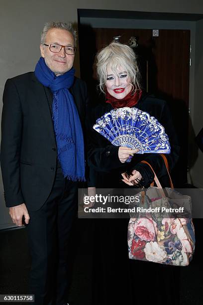 Laurent Ruquier and Armande Altai attend Michael Gregorio performs for his 10 years of Career at AccorHotels Arena on December 16, 2016 in Paris,...