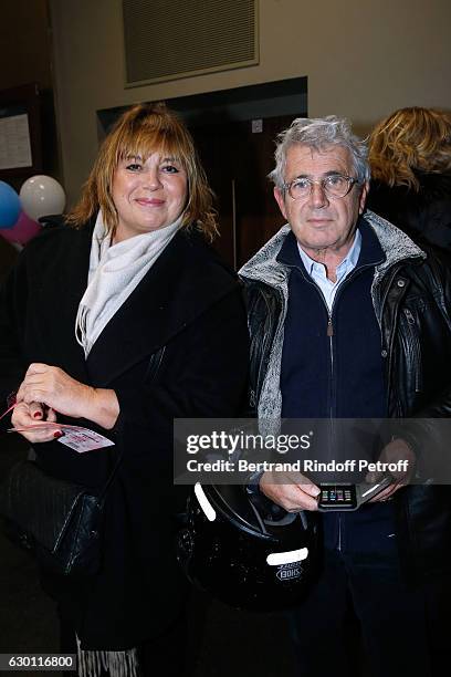 Michele Bernier and Michel Boujenah attend Michael Gregorio performs for his 10 years of Career at AccorHotels Arena on December 16, 2016 in Paris,...