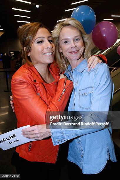 Lea Salame, pregnant, and Vanessa Burggraf attend Michael Gregorio performs for his 10 years of Career at AccorHotels Arena on December 16, 2016 in...