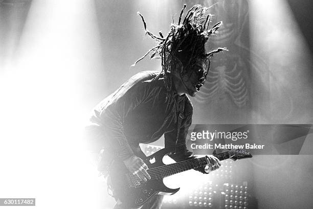 James Shaffer of Korn performs on stage at the SSE Arena on December 16, 2016 in London, England.