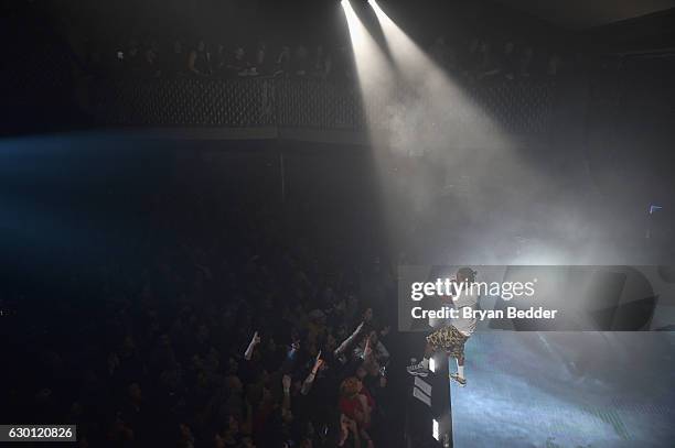 Kendrick Lamar performs onstage during American Express Music Presents: Kendrick Lamar Live at Music Hall of Williamsburg on December 16, 2016...