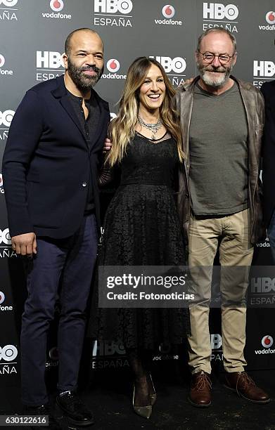 Jeffrey Wright, Sarah Jessica Parker and Liam Cunningham attend the HBO Spain Presentation-Premiere at Florida Retiro on December 16, 2016 in Madrid,...