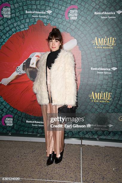 Actress Lindsay Sloane attends the Center Theatre Group's Production Of "Amelie, A New Musical" at Ahmanson Theatre on December 16, 2016 in Los...