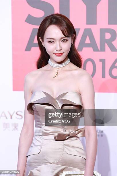 Actress Tiffany Tang arrives at the red carpet of 2016 ELLE Style Awards ceremony on December 16, 2016 in Shanghai, China.