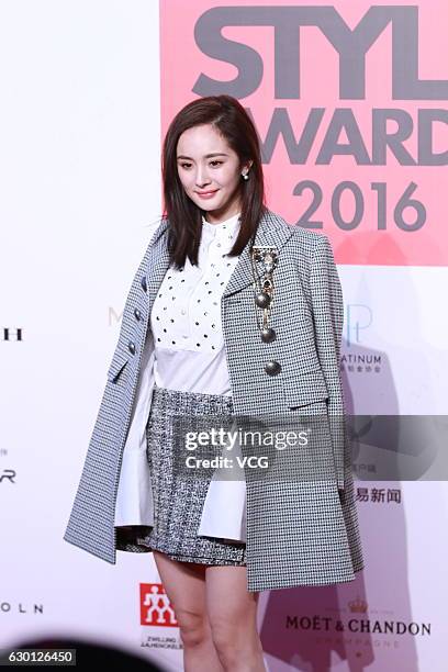 Actress Yang Mi arrives at the red carpet of 2016 ELLE Style Awards ceremony on December 16, 2016 in Shanghai, China.