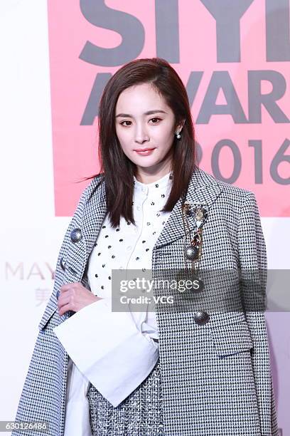 Actress Yang Mi arrives at the red carpet of 2016 ELLE Style Awards ceremony on December 16, 2016 in Shanghai, China.