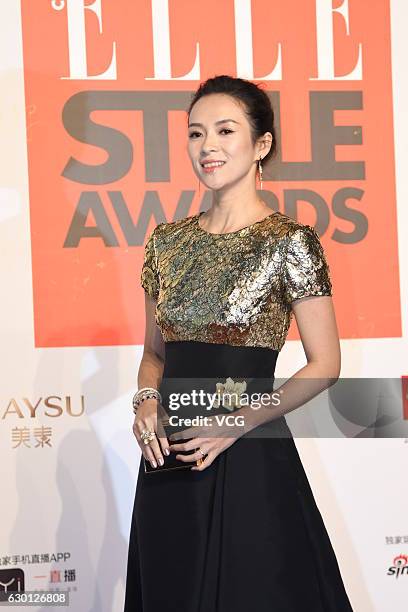 Actress Zhang Ziyi arrives at the red carpet of 2016 ELLE Style Awards ceremony on December 16, 2016 in Shanghai, China.