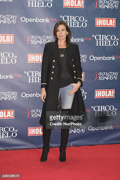 Nieves Alvarez attends to the photographers in 'El Circo De Hielo' Madrid Premiere on December 16, 2016 in Madrid, Spain.