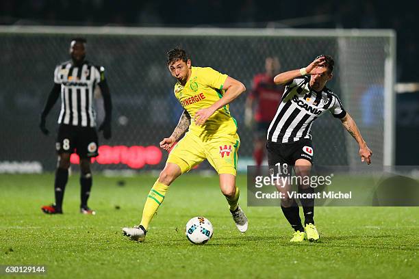 Emiliano Sala of Nantes during the French Ligue 1 match between Angers and Nantes on December 16, 2016 in Angers, France.