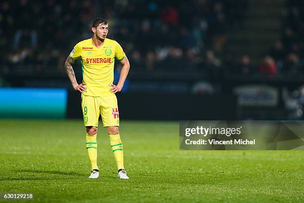 Emiliano Sala of Nantes during the French Ligue 1 match between Angers and Nantes on December 16, 2016 in Angers, France.