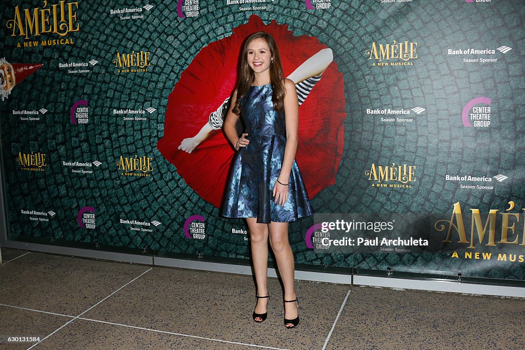 Actress Olivia Sanabia attends the opening night of "Amelie, A New