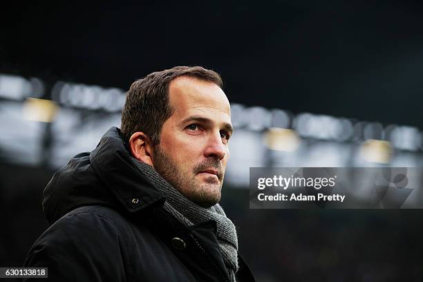 Manuel Baum head coach of FC Augsburg before the Bundesliga match between FC Augsburg and Borussia Moenchengladbach at WWK Arena on December 17, 2016...