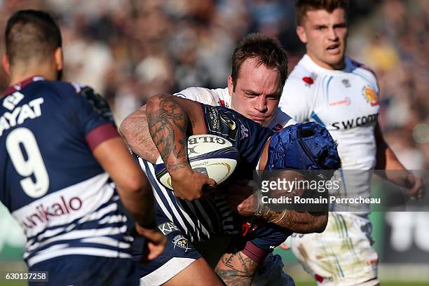 Ole Avei of Union Bordeaux Begles in action during the European Rugby Champions Cup match between Union Bordeaux Begles and Exeter Chiefs at stade...