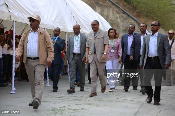 Ethiopia's Prime Minister Haile Mariam Dessalegn attends the inauguration ceremony of the Gibe III dam in the Omo Valley on December 17, 2016....