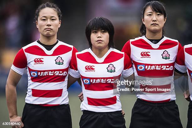 Riho Kurogi and Ano Kuwai of Japan during the Womens Rugby World Cup 2017 Qualifier match between Hong Kong and Japan on December 17, 2016 in Hong...