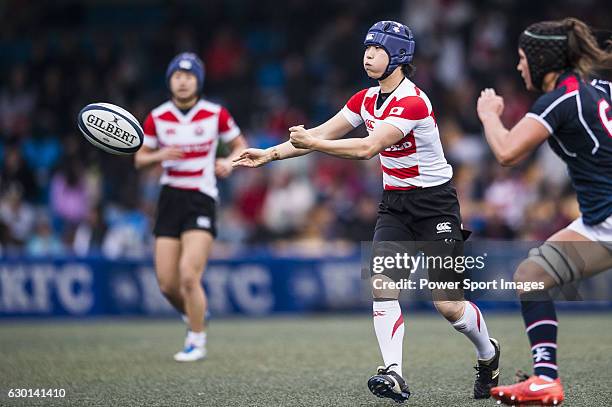 Mio Yamanaka of Japan competes against Hong Kong during the Womens Rugby World Cup 2017 Qualifier match between Hong Kong and Japan on December 17,...