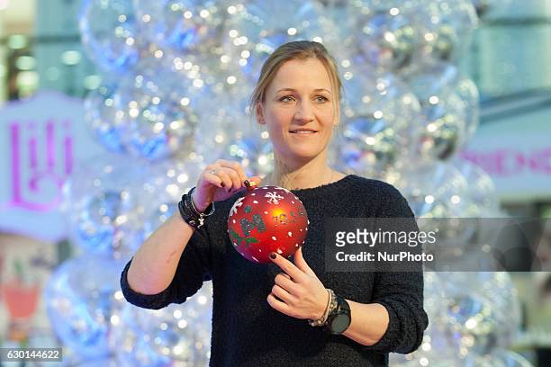 Multiple World and European champion in kick-boxing and boxing Iwona Guzowska takes part in the charity Christmas baubles painting in CH Klif...