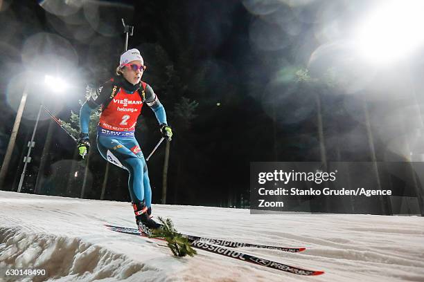 Anais Chevalier of France takes 1st place during the IBU Biathlon World Cup Men's and Women's Pursuit on December 17, 2017 in Nove Mesto na Morave,...