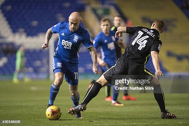 Steve Sidwell of Brighton & Hove Albion and David Cotterill of Birmingham City in action during the Sky Bet Championship match between Birmingham...