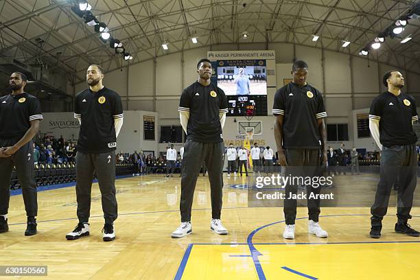 Damian Jones of the Santa Cruz Warriors stands on the court before the game against the Northern Arizona Suns on December 16, 2016 at Kaiser...