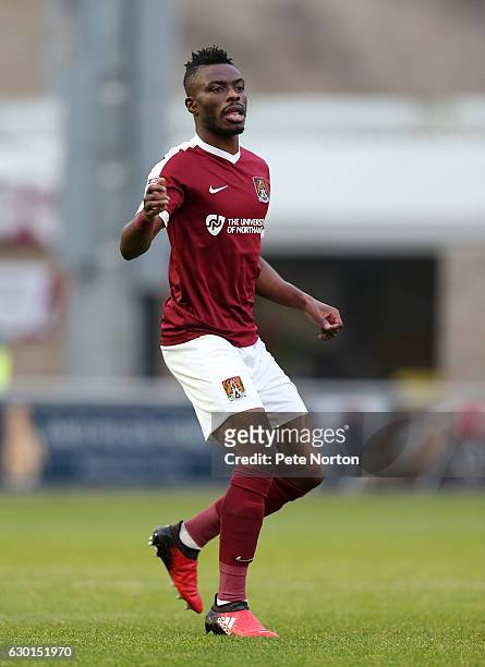 Gabriel Zakuani of Northampton Town in action during the Sky Bet League One match between Northampton Town and Rochdale at Sixfields on December 17,...