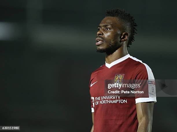 Gabriel Zakuani of Northampton Town in action during the Sky Bet League One match between Northampton Town and Rochdale at Sixfields on December 17,...