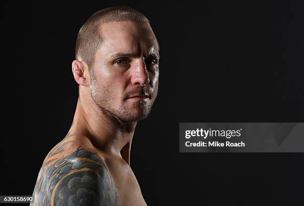 Eddie Wineland poses for a post fight portrait backstage during the UFC Fight Night event inside the Golden 1 Center Arena on December 17, 2016 in...