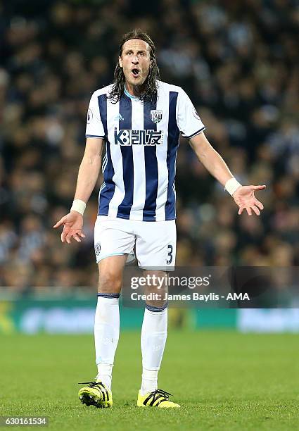Jonas Olsson of West Bromwich Albion during the Premier League match between West Bromwich Albion and Manchester United at The Hawthorns on December...