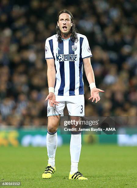 Jonas Olsson of West Bromwich Albion during the Premier League match between West Bromwich Albion and Manchester United at The Hawthorns on December...