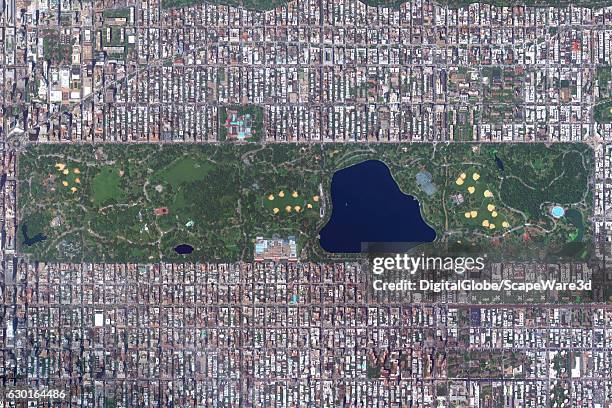 DigitalGlobe via Getty Images satellite imagery of Central Park in New York Ciity, USA.