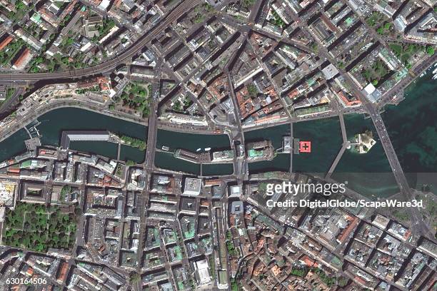 DigitalGlobe via Getty Images satellite imagery of Geneva, Switzerland.