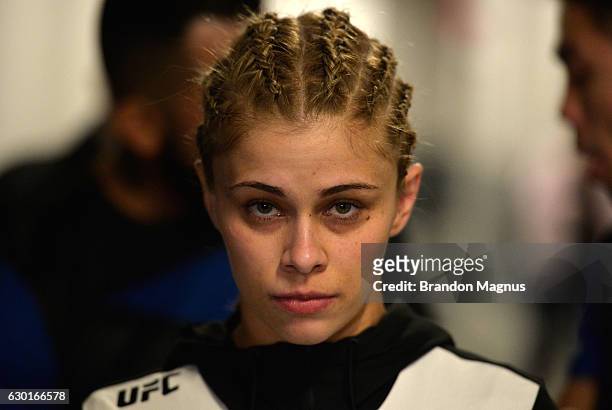 Paige VanZant prepares to enter the Octagon during the UFC Fight Night event inside the Golden 1 Center Arena on December 17, 2016 in Sacramento,...