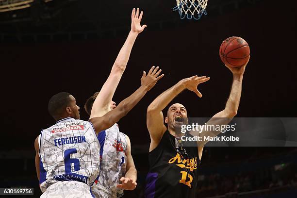 Aleks Maric of the Kings lays up a shot during the round 11 NBL match between Sydney and Adelaide on December 18, 2016 in Sydney, Australia.