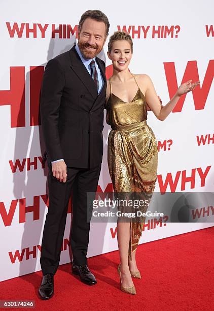 Actors Bryan Cranston and Zoey Deutch arrive at the premiere of 20th Century Fox's "Why Him?" at Regency Bruin Theater on December 17, 2016 in...