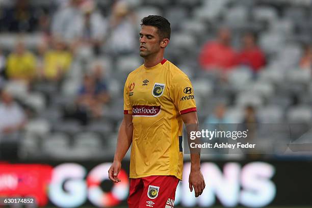 Fabio Ferreira of the Mariners looks dejected during the round 11 A-League match between the Central Coast Mariners and Brisbane Roar at Central...