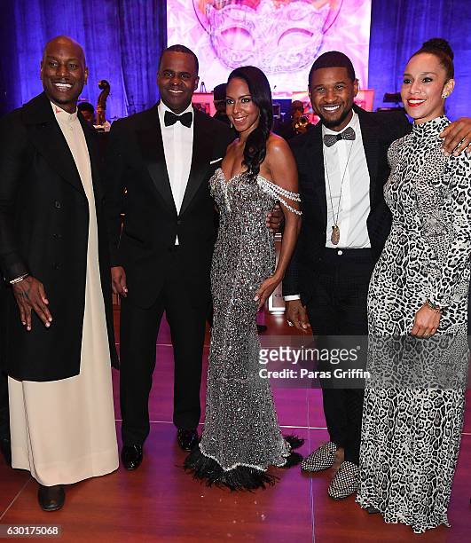 Tyrese Gibson, Atlanta mayor Kasim Reed, Sarah Elizabeth Reed, Usher Raymond, and Grace Miguel attend 33rd Annual UNCF Mayor's Masked Ball at Atlanta...