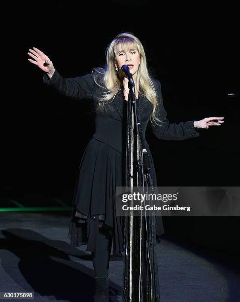 Singer/songwriter Stevie Nicks performs during the grand opening of Park Theater at Monte Carlo Resort and Casino on December 17, 2016 in Las Vegas,...