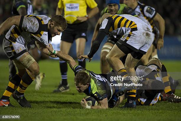 Kieran Marmion of Connacht pictured with the ball during the European Rugby Champions Cup Round 4 match between Connacht Rugby and Wasps at the...