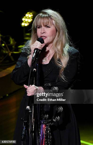 Singer/songwriter Stevie Nicks performs during the grand opening of Park Theater at Monte Carlo Resort and Casino on December 17, 2016 in Las Vegas,...