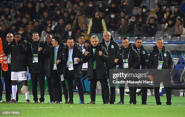 Reinaldo Rueda,coach of Atletico National looks on during the FIFA Club World Cup 3rd place match between Club America and Atletico National at...