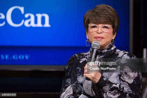 In the South Court Auditorium of the Eisenhower Executive Office Building of the White House in Washington DC, on 16 December 2016, Valerie Jarrett,...