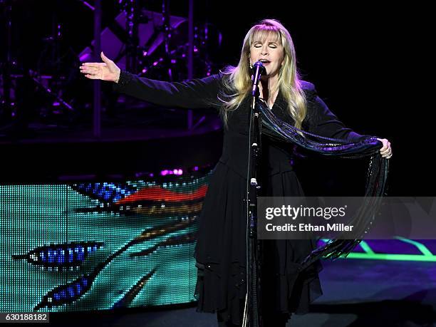 Singer/songwriter Stevie Nicks performs during the grand opening of Park Theater at Monte Carlo Resort and Casino on December 17, 2016 in Las Vegas,...