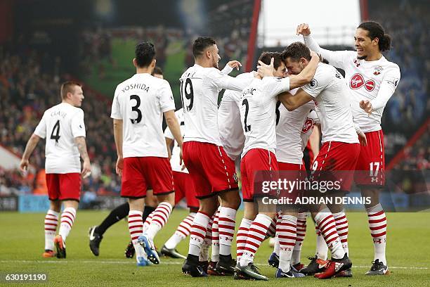 Southampton's English striker Jay Rodriguez celebrates scoring his team's second goal during the English Premier League football match between...