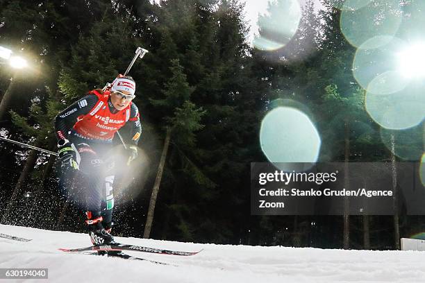 Dorothea Wierer of Italy takes 3rd place during the IBU Biathlon World Cup Men's and Women's Mass Start on December 18, 2016 in Nove Mesto na Morave,...