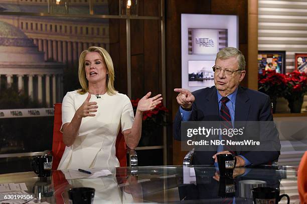 Pictured: Katty Kay, Anchor, BBC World News America," left, and Jeff Greenfield, Contributor, POLITICO Magazine, right, appear on "Meet the Press" in...