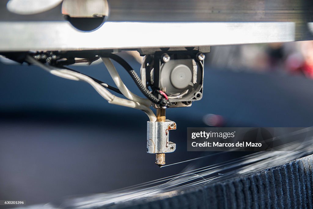 Detail of a 3D large printer making a copy of Star Wars...